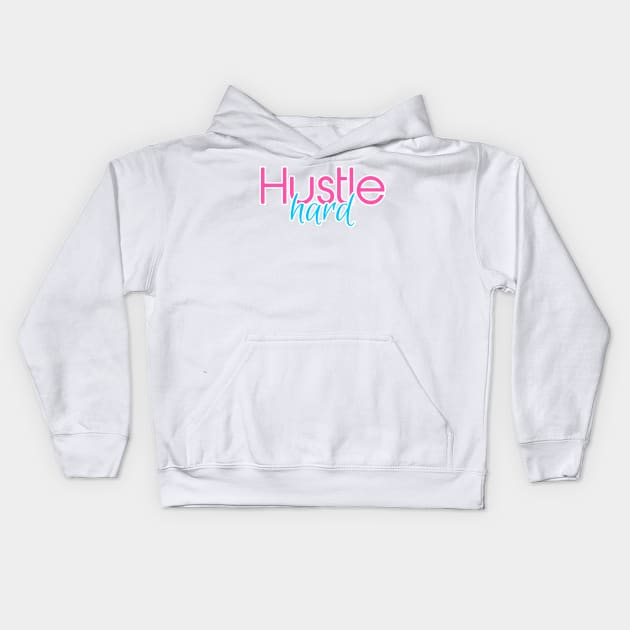 Hustle Hard Miami Vice Pink and Blue Kids Hoodie by StupidHead